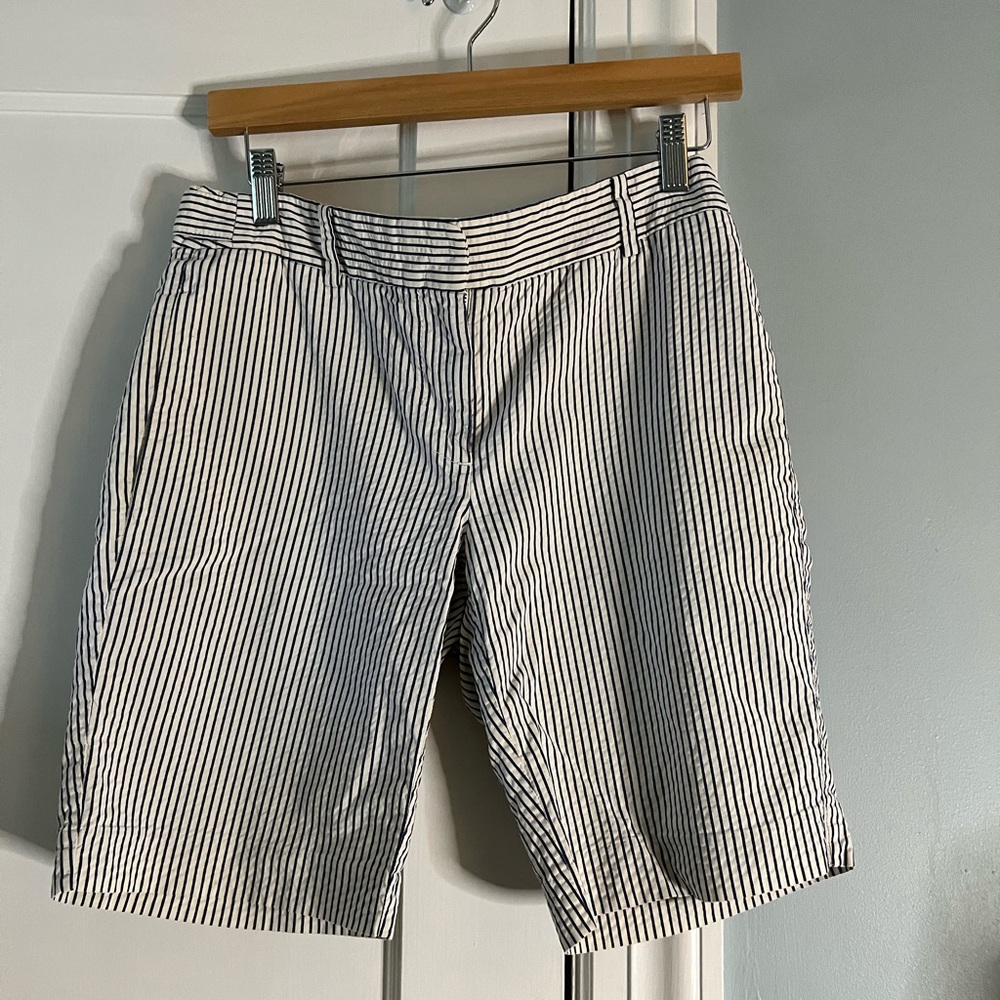 J.Crew nautical navy and white pinstripe shorts